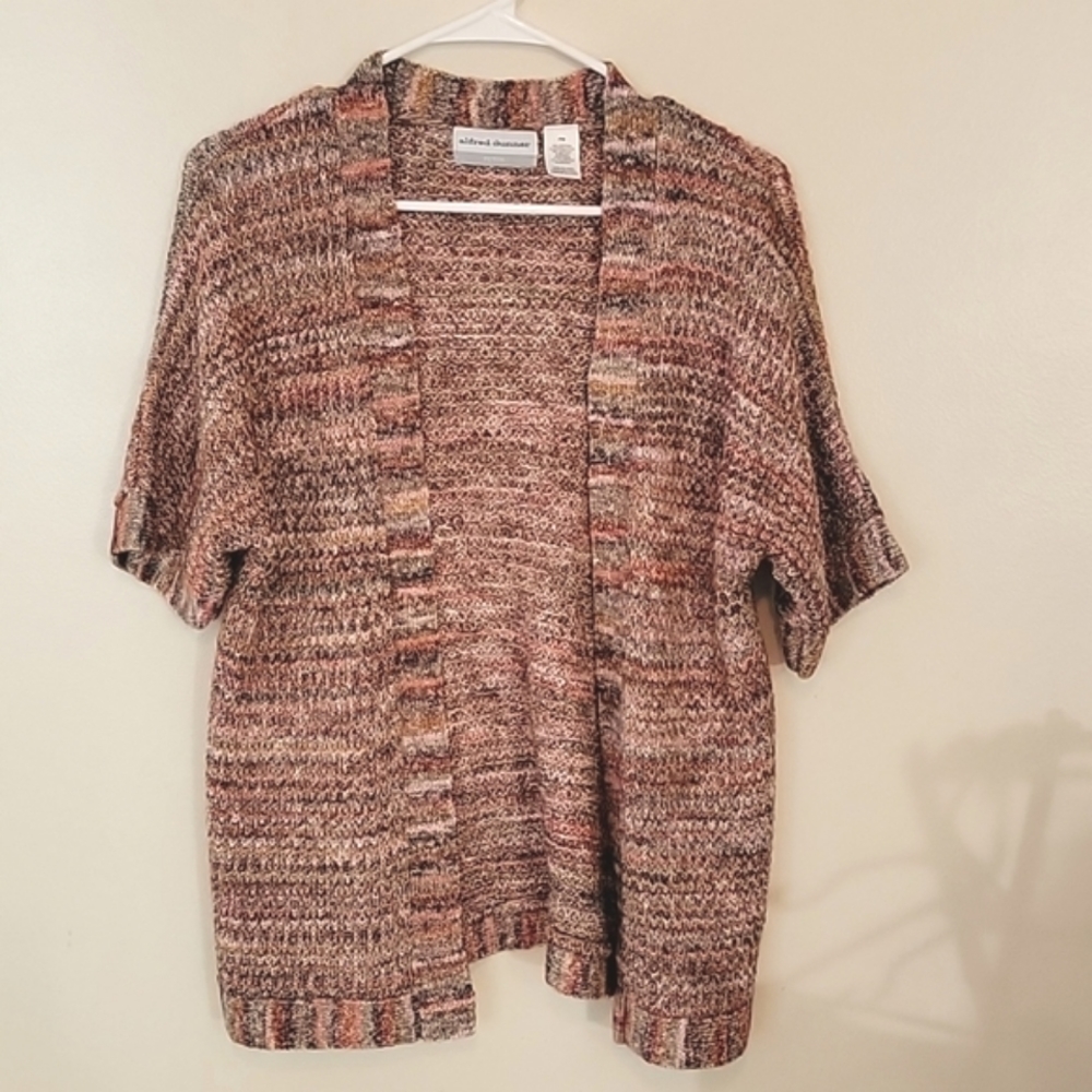 Alfred Dunner Women's Open Cardigan multicolor PM short sleeve